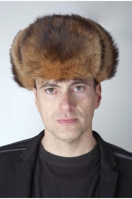 Polar polecat fur hat, Russian style